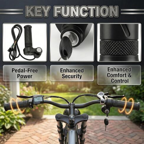 Ebike Full Twist Throttle with 2 Keys, Plug & Play 3 Pin Compatible with Ridstar Q20/Q20 Pro/H20/H26 Pro Electric Bike, Smooth Acceleration, Easy Installation in Saudi Arabia