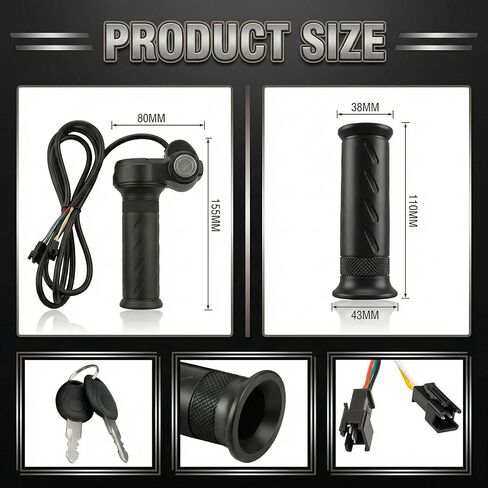 Ebike Full Twist Throttle with 2 Keys, Plug & Play 3 Pin Compatible with Ridstar Q20/Q20 Pro/H20/H26 Pro Electric Bike, Smooth Acceleration, Easy Installation in Saudi Arabia
