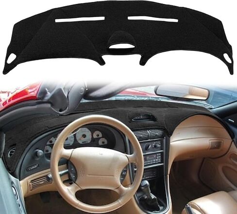 Dash Cover Mat Custom Fit for Ford Mustang 2010 2011 2012 2013 2014 with Center Sensor, Dashboard Pad Cap Carpet (Black) J229 in Saudi Arabia