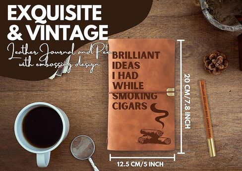 هدايا سيجار InnoBeta للرجال، دفتر يوميات مضحك مع قلم، دفتر رسم قابل لإعادة الملء، مذكرات سفر، مخطط مبطن، 7x5 بوصة، بني in Kuwait