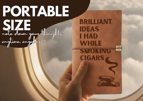 هدايا سيجار InnoBeta للرجال، دفتر يوميات مضحك مع قلم، دفتر رسم قابل لإعادة الملء، مذكرات سفر، مخطط مبطن، 7x5 بوصة، بني in Kuwait