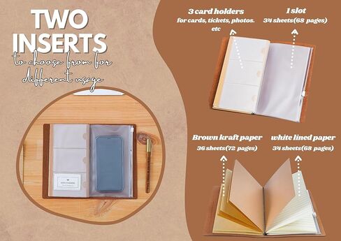 هدايا سيجار InnoBeta للرجال، دفتر يوميات مضحك مع قلم، دفتر رسم قابل لإعادة الملء، مذكرات سفر، مخطط مبطن، 7x5 بوصة، بني in Kuwait