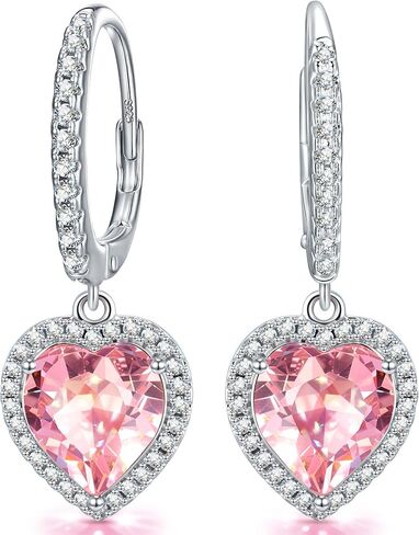 S925 Sterling Silver Earrings for Women Created with Swarovski® Crystals, Post Lightweight Drop Dangle Huggie, Hypoallergenic Earrings for Sensitive Perfect Valentine’s Day, Anniversary, Birthday Gift in Saudi Arabia