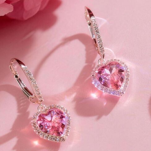 S925 Sterling Silver Earrings for Women Created with Swarovski® Crystals, Post Lightweight Drop Dangle Huggie, Hypoallergenic Earrings for Sensitive Perfect Valentine’s Day, Anniversary, Birthday Gift in Saudi Arabia
