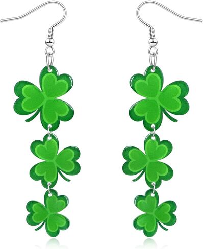 St Patricks Day Earrings Shamrock Drop Dangle for Women Acrylic Clover Earrings Irish Jewelry Gift with Festive Green Design Saint Patricks Day Accessories in Kuwait