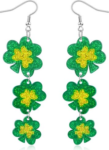 St Patricks Day Earrings Shamrock Drop Dangle for Women Acrylic Clover Earrings Irish Jewelry Gift with Festive Green Design Saint Patricks Day Accessories in Saudi Arabia