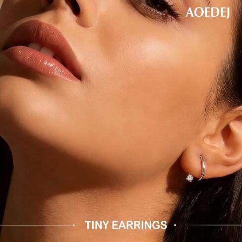 AOEDEJ أقراط متدلية صغيرة من الفضة الإسترليني عيار 925 لا تسبب الحساسية ولا تسبب الحساسية أقراط متدلية للنساء أقراط بدون ظهر in Saudi Arabia