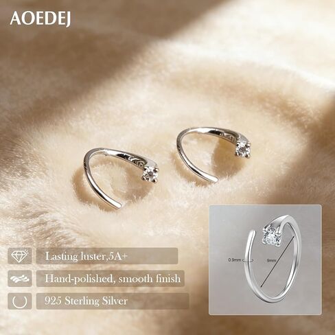 AOEDEJ أقراط متدلية صغيرة من الفضة الإسترليني عيار 925 لا تسبب الحساسية ولا تسبب الحساسية أقراط متدلية للنساء أقراط بدون ظهر in Saudi Arabia