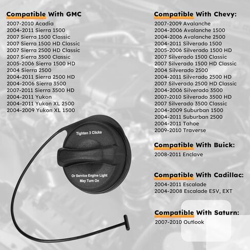 غطاء غاز، غطاء وقود متوافق مع 2002-2011 GMC Sierra، Yukon، Acadia، Chevy Silverado 1500، Tahoe، Suburban، Avalanche، Buick Enclave & Cadillac Escalade | جي تي 330، 20915842 in Saudi Arabia