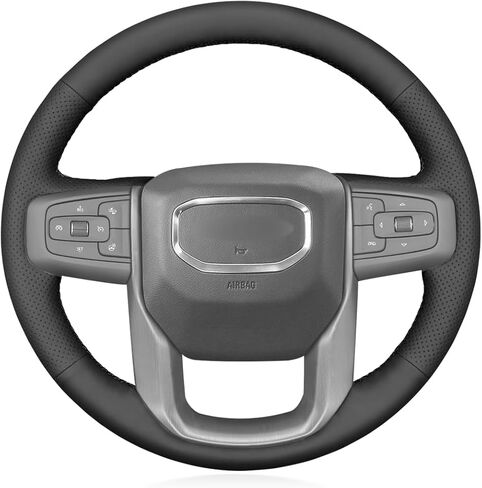 MEWANT DIY Black Genuine Leather Steering Wheel Cover for GMC AT4 Sierra 1500 Sierra Limited 2500 3500 Yukon XL in Saudi Arabia