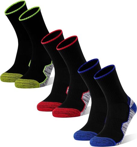 Crew Hiking Socks, 3 Pairs Thick Cushioned Moisture Wicking Athletic Socks for Hiking Sports Running for Men & Women in Kuwait