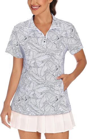 Tanst Sky Womens Golf Shirts Short Sleeve Zip Up Collared Quick Dry Workout Tennis Tops with Pockets in Kuwait