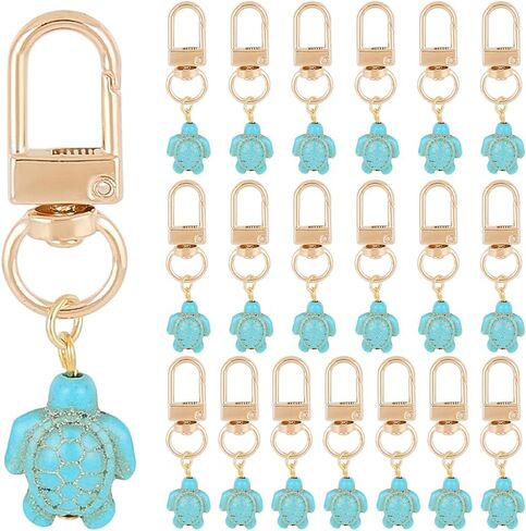 CRASPIRE 20Pcs Sea Turtle Key Chain Set Small Ocean Animal Pendant Bulk Summer Keychain Turquoise Inspirational Turtles Charm Keychains Decoration for DIY Car Keyrings Party Favors Gift Handbag in Saudi Arabia