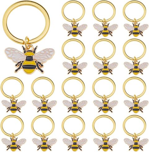 SUPERFINDINGS 20PCS Bees Keyrings Bee Keychains Honey Bee Charm Keychain Cute Bees Key Rings Alloy Enamel Animals Keychain for Bags Pouch Purse Keys Pet Collar Decor, 4.3cm/1.7" in Saudi Arabia