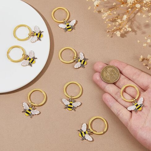 SUPERFINDINGS 20PCS Bees Keyrings Bee Keychains Honey Bee Charm Keychain Cute Bees Key Rings Alloy Enamel Animals Keychain for Bags Pouch Purse Keys Pet Collar Decor, 4.3cm/1.7" in Saudi Arabia
