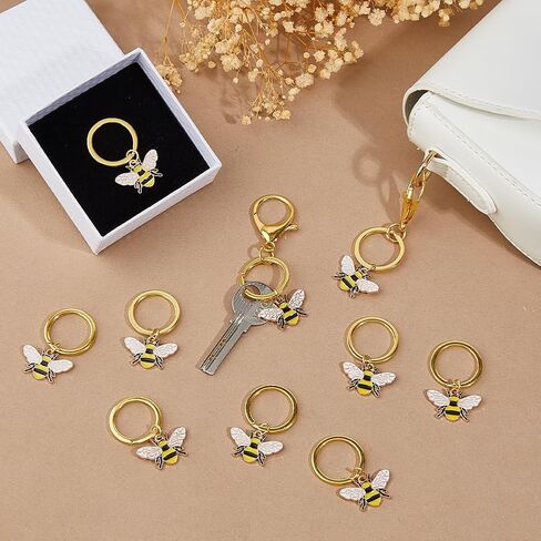SUPERFINDINGS 20PCS Bees Keyrings Bee Keychains Honey Bee Charm Keychain Cute Bees Key Rings Alloy Enamel Animals Keychain for Bags Pouch Purse Keys Pet Collar Decor, 4.3cm/1.7" in Saudi Arabia