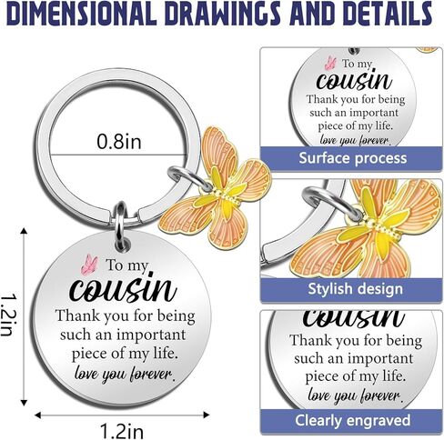 Cousin Gifts for Women Thank You Keychain Gifts for Cousins Female Unique Cousin Birthday Gifts for Women Best Cousin Gift in Kuwait