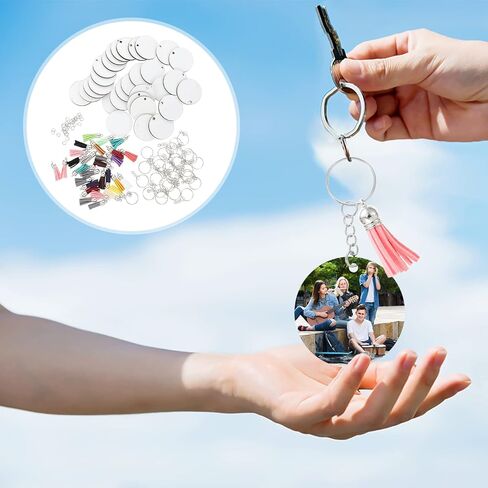 1Set Sublimation Blank Keychain Blanks with Tassels DIY Crafts Heat Transfer Pendant Tags for Car Hanging Decor for Custom Key Chains and Ornaments in Saudi Arabia
