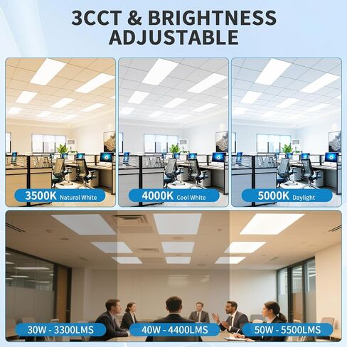 mw 24 حزمة 2x4 LED لوحة مسطحة ضوء جبل، 3500K/4000K/5000K قابلة للتحديد، 30/40/50W، 5500LM، 0-10V تجاري قابل للتعتيم 2x4 Led Drop Ceiling Light للمكتب والمدرسة وUL وDLC مدرج in Kuwait