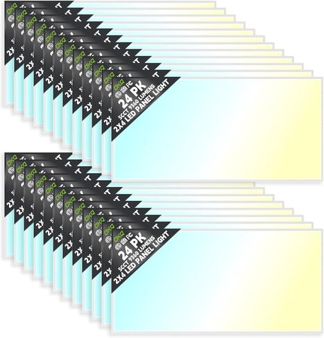 OKQ 2x4 LED Flat Panel Light Drop Ceiling Office Fixture, 30/40/50W Selectable, 5000K 5CCT Switchable, 0-10V Dimmable, 24x48 Inch LED Flush Mount Ceiling Light, ETL Listed 4 Pack in Saudi Arabia