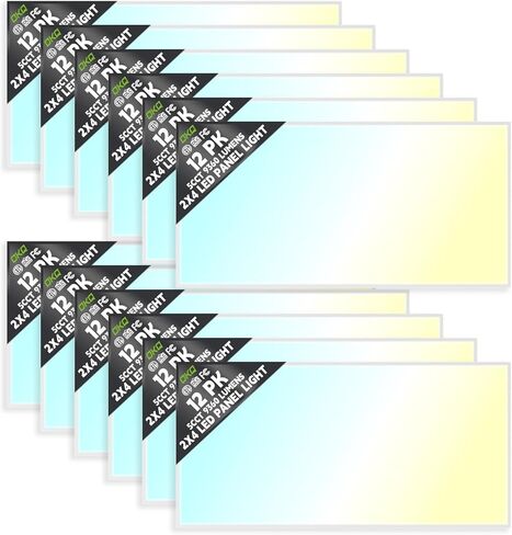OKQ 2x4 LED Flat Panel Light Drop Ceiling Office Fixture, 30/40/50W Selectable, 5000K 5CCT Switchable, 0-10V Dimmable, 24x48 Inch LED Flush Mount Ceiling Light, ETL Listed 4 Pack in Saudi Arabia