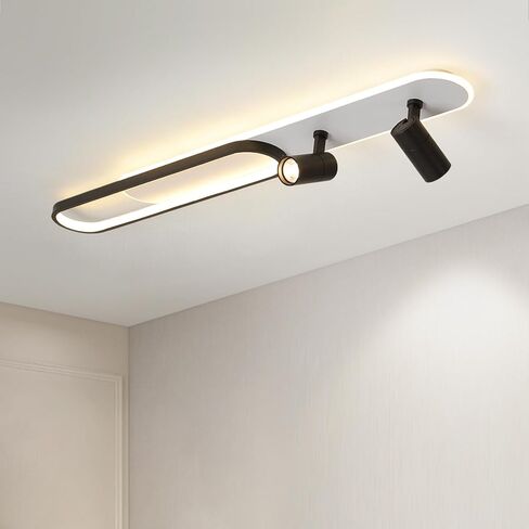 Modern Ceiling Light 39.3Inch with 2 Spotlights Gold LED Ceiling Light 50w with Remote Control Dimmable(3000-6000k) Linear Ceiling lamp for Bedroom Kitchen Restaurant Laundry Room Office in Kuwait