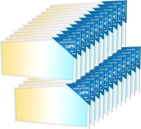 mw 24 Pack 2x4 LED Flat Panel Light Surface Mount, 3500K/4000K/5000K Selectable, 30/40/50W, 5500LM, 0-10V Dimmable Commercial 2×4 Led Drop Ceiling Light for Office,School,UL & DLC Listed in Kuwait