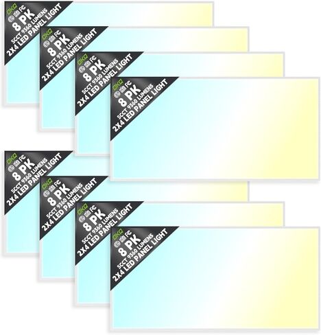 OKQ 2x4 LED Flat Panel Light Drop Ceiling Office Fixture, 30/40/50W Selectable, 5000K 5CCT Switchable, 0-10V Dimmable, 24x48 Inch LED Flush Mount Ceiling Light, ETL Listed 4 Pack in Saudi Arabia