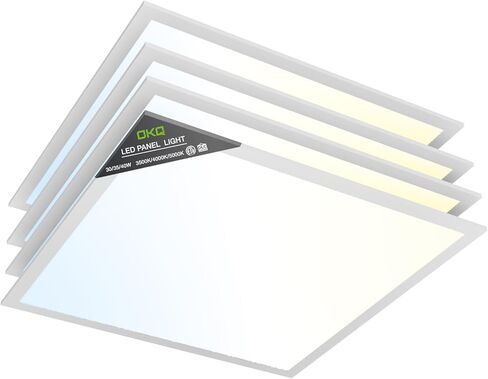 OKQ 2x4 LED Flat Panel Light Drop Ceiling Office Fixture, 30/40/50W Selectable, 5000K 5CCT Switchable, 0-10V Dimmable, 24x48 Inch LED Flush Mount Ceiling Light, ETL Listed 4 Pack in Saudi Arabia