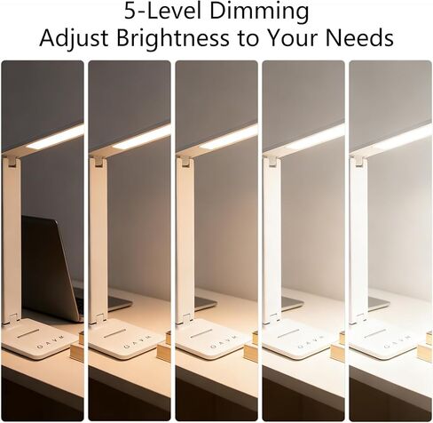 LED Desk Lamp with USB Charging Port, 5 Color Modes & 5 Brightness Levels, Eye-Caring Dimmable Touch Control Table Lamp, Adjustable Foldable Arm, USB-C Powered Desk Light for Study, Office, Bedroom in Saudi Arabia