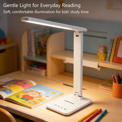 LED Desk Lamp with USB Charging Port, 5 Color Modes & 5 Brightness Levels, Eye-Caring Dimmable Touch Control Table Lamp, Adjustable Foldable Arm, USB-C Powered Desk Light for Study, Office, Bedroom in Saudi Arabia