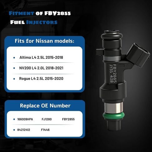 FBY2855 4PCS Fuel Injector Replacement for Nissan Altima NV200 Rogue 2.0L 2.5L 2015-2021 OE 84212412 FJ1280 in Saudi Arabia