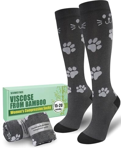 جوارب ضغط للنساء 15-20 مم زئبق، فسكوز من الخيزران، 3 أزواج عالية حتى الركبة للسفر والعمل والراحة طوال اليوم in Kuwait