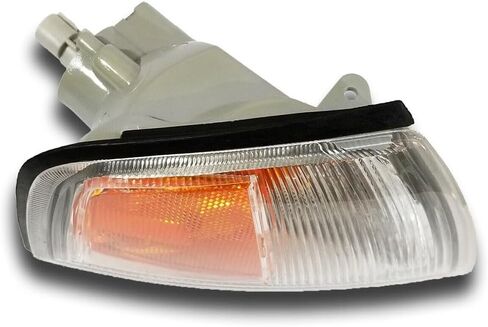 Right Passenger Signal Parking Light Assy Bulbs for Mitsubishi for Mirage DE/LS 1997-2002 1157Na (Orange)-Bulb Shape Code Chrome (Crystal)-Housing Clear W/Amber-Lens 12 V in Kuwait