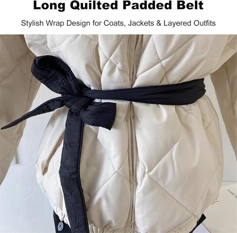 معطف حزام منتفخ وشاح الخصر استبدال حزام القطن لخندق الصوف سترة رداء أسود حزام الدس ملحق المرأة الشتاء سترة على الجليد ملابس خارجية in Kuwait