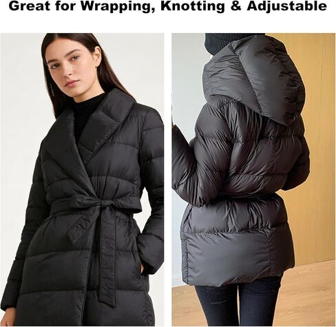 معطف حزام منتفخ وشاح الخصر استبدال حزام القطن لخندق الصوف سترة رداء أسود حزام الدس ملحق المرأة الشتاء سترة على الجليد ملابس خارجية in Kuwait