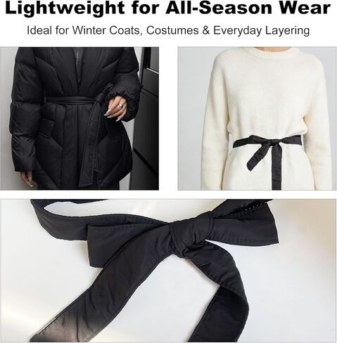 معطف حزام منتفخ وشاح الخصر استبدال حزام القطن لخندق الصوف سترة رداء أسود حزام الدس ملحق المرأة الشتاء سترة على الجليد ملابس خارجية in Kuwait