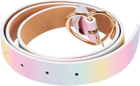 LUOZZY Rainbow Waist Belt for Women & Girls - Glitter PU Leather Dress Belt with Adjustable Shiny Heart-shaped Buckle in Saudi Arabia