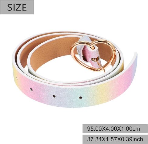 LUOZZY Rainbow Waist Belt for Women & Girls - Glitter PU Leather Dress Belt with Adjustable Shiny Heart-shaped Buckle in Saudi Arabia