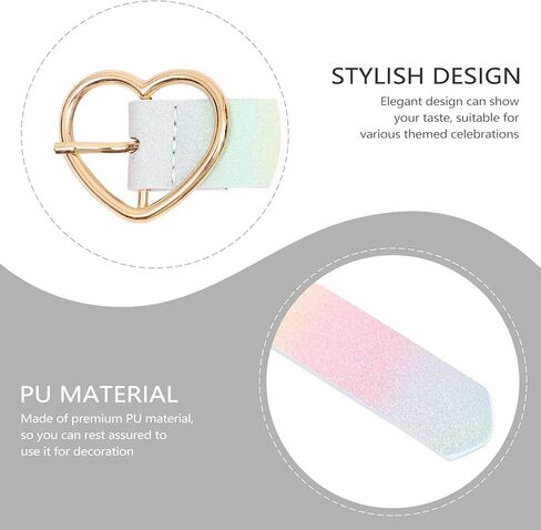 LUOZZY Rainbow Waist Belt for Women & Girls - Glitter PU Leather Dress Belt with Adjustable Shiny Heart-shaped Buckle in Saudi Arabia