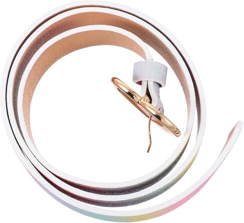 LUOZZY Rainbow Waist Belt for Women & Girls - Glitter PU Leather Dress Belt with Adjustable Shiny Heart-shaped Buckle in Saudi Arabia