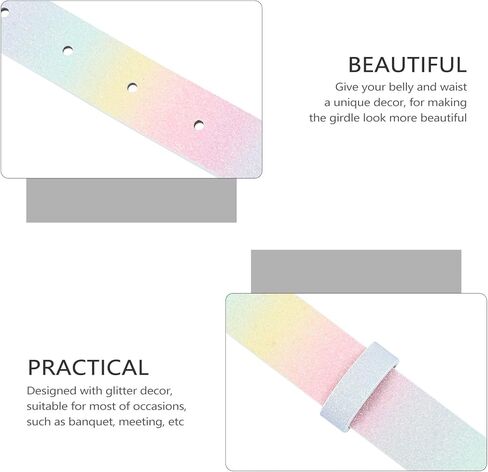 LUOZZY Rainbow Waist Belt for Women & Girls - Glitter PU Leather Dress Belt with Adjustable Shiny Heart-shaped Buckle in Saudi Arabia