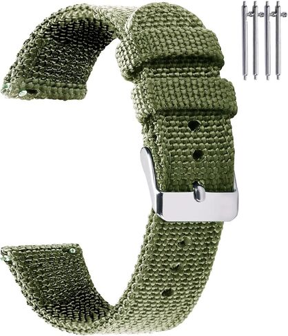 حزام ساعة من النايلون سريع الإصدار مع إبزيم معدني فضي، حزام ساعة من القماش للرجال والنساء، مقاس بديل 18 مم/20 مم/22 مم/24 مم in Kuwait