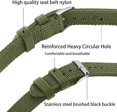 حزام ساعة من النايلون سريع الإصدار مع إبزيم معدني فضي، حزام ساعة من القماش للرجال والنساء، مقاس بديل 18 مم/20 مم/22 مم/24 مم in Kuwait