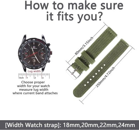 حزام ساعة من النايلون سريع الإصدار مع إبزيم معدني فضي، حزام ساعة من القماش للرجال والنساء، مقاس بديل 18 مم/20 مم/22 مم/24 مم in Kuwait