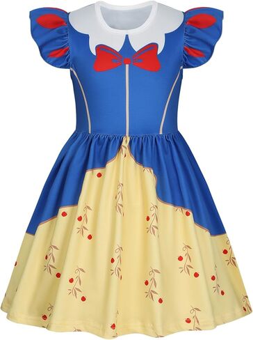 COTRIO Princess Dress Girls Casual Dresses Toddler Twirl Skater Dress A Line Swing Sundress Kids Ruffle Sleeve School Dresses in Saudi Arabia