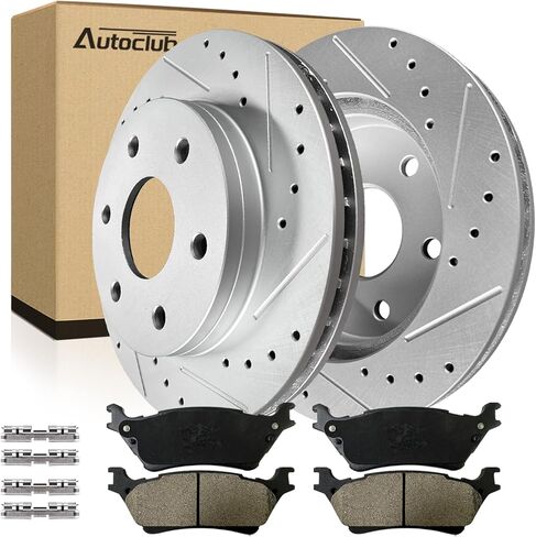 AUTOCLUB Rear Brake Kit, for 2012 2013 2014 2015 2016 2017 2018 2019 2020 Ford F-150 Brake Pads and Rotors, Brakes Drilled and Slotted Replacement 13.70" Rear [6-Lug] in Saudi Arabia