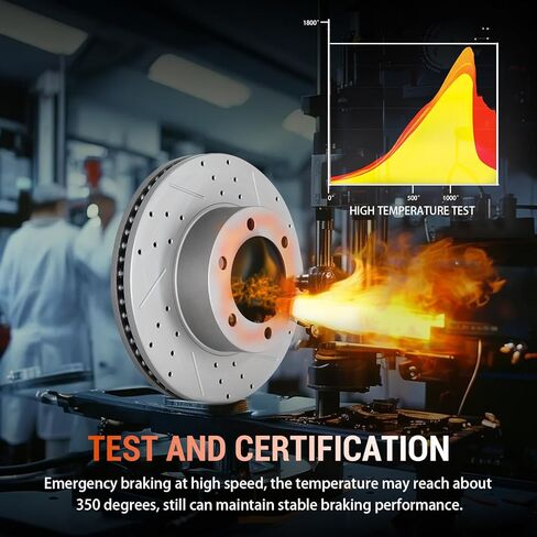 مجموعة دواسات الفرامل الأمامية والخلفية، وسادات فرامل سيراميك ودوارات فرامل محفورة ومشقوقة، متوافقة مع 2006 2007 2008 2009 2010 2011 Honda Civic in Kuwait