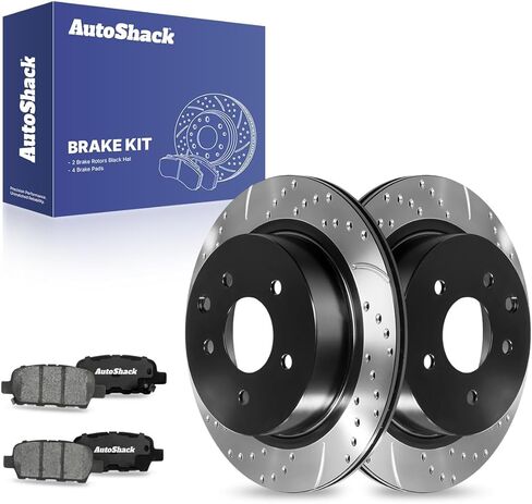 دوارات فرامل خلفية بفتحات تهوية من AutoShack + وسادات سيراميك 6 قطع بديلة لمجموعة فرامل 2014-2020 Nissan Rogue 2017-2020 Nissan Rogue Sport 2003-2005 INFINITI G35 11.49 بوصة (291.8 مم) in Kuwait