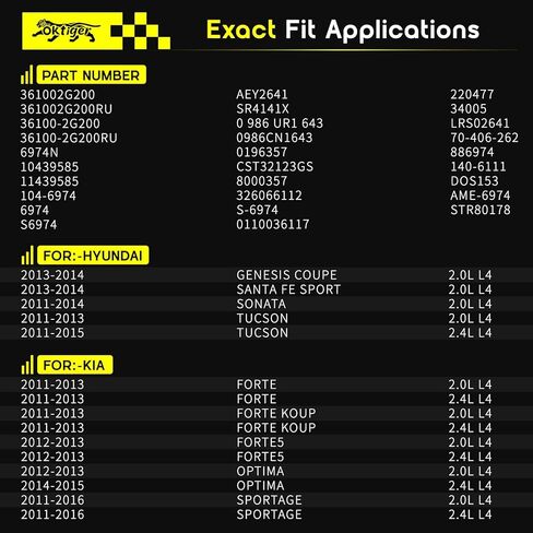 Oktiger New Starter Motor Fit for Hyundai Sonata 2011-2014, Santa Fe Sport 2013-2014, Tucson 2011-2015, for Kia Optima 2012-2015, Forte 2011-2013 L4 2.0L 2.4L 12V 1.2KW, OE:361002G200, 6974N (All New) in Kuwait